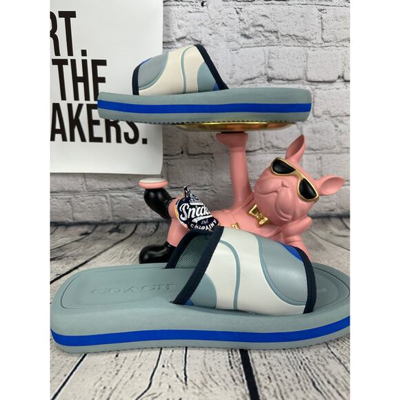 Coach Leather Sport Slides Mens 7 Blue Color block Summer Sandals Slip NEW $190 - Picture 6 of 8